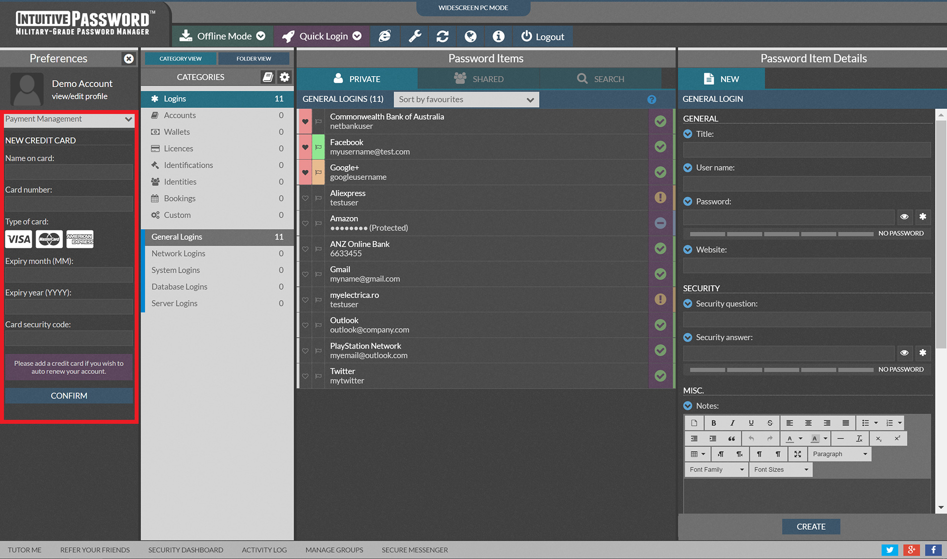Intuitive Password Manuale Utente